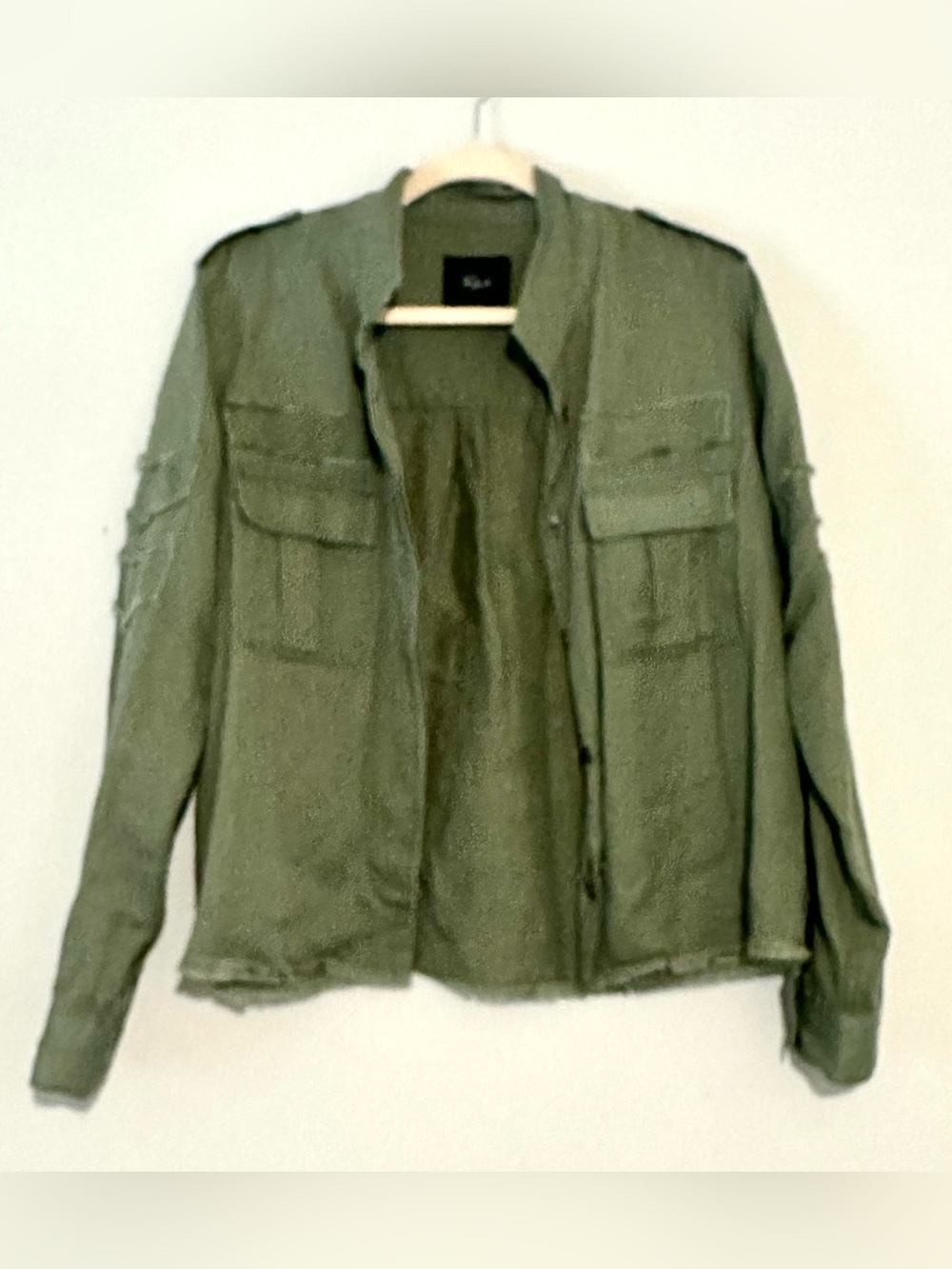 Rails Olive Utility Military Jacket Frayed Chevron Detail Size M